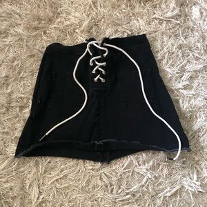 SHEIN Black Tie Front Jean Skirt